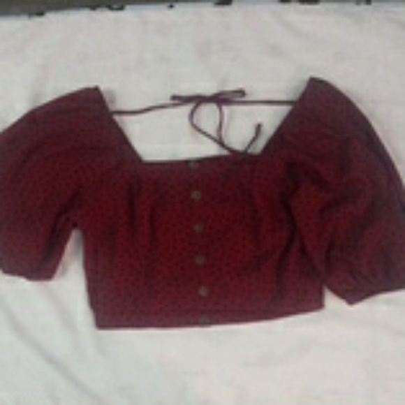 Burgandy Polka-dot Top Sz:Lg - Picture 1 of 8